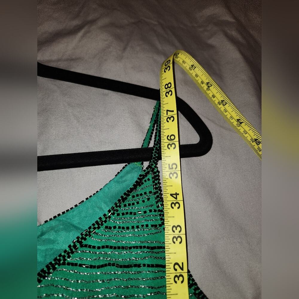 Anthropologie Raga Dress Womens M Silk Beaded Sleeveless Green Holiday New Years - Picture 8 of 12